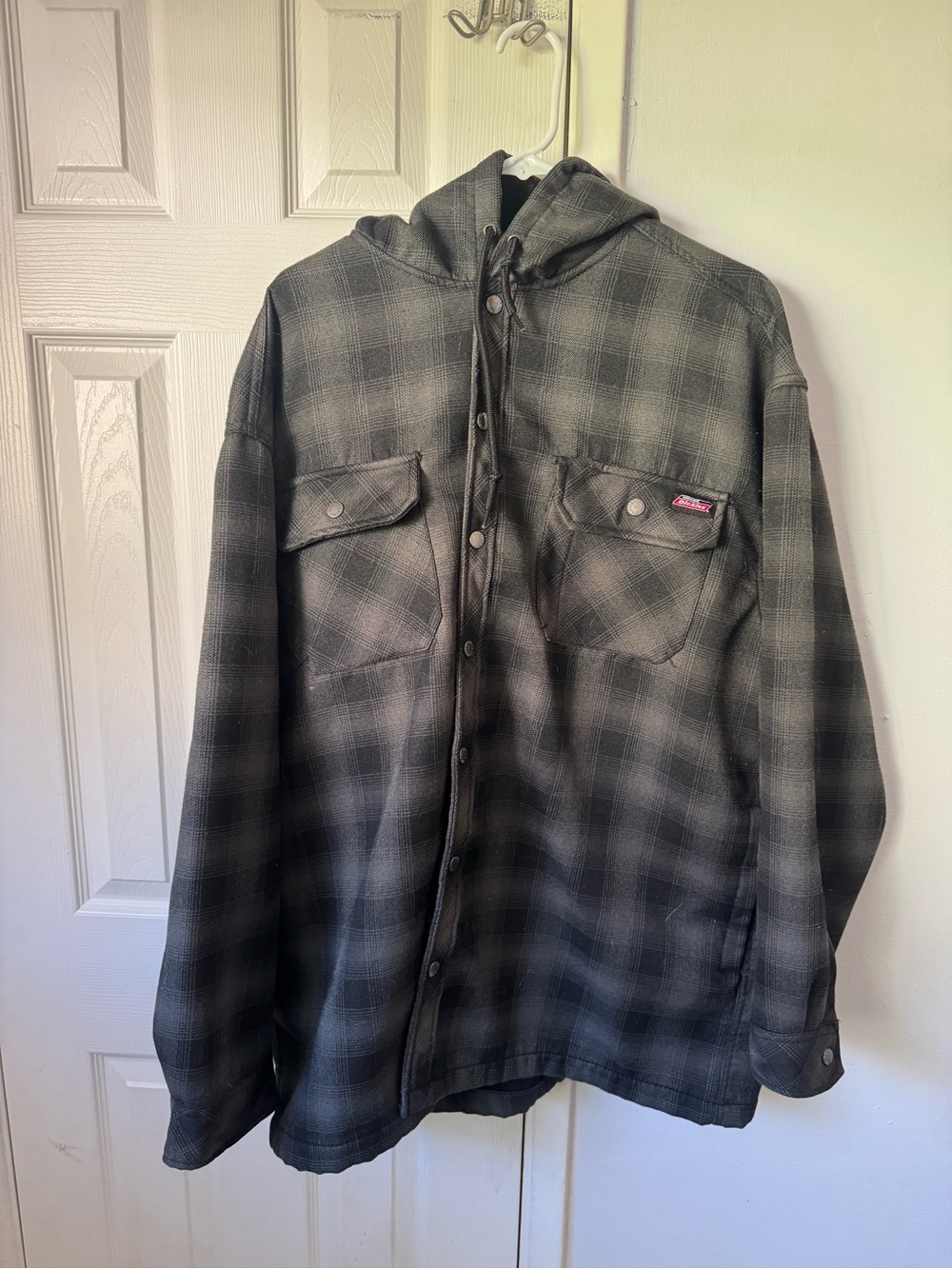 Dickies Men’s Gray Plaid Hooded Work Jacket 2XL